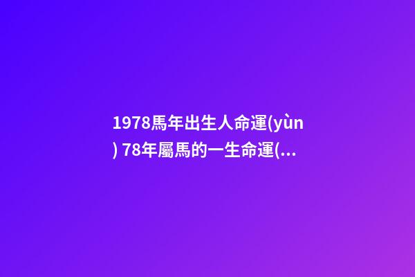 1978馬年出生人命運(yùn) 78年屬馬的一生命運(yùn)，屬馬的人一生的命運(yùn)是怎么樣的-第1張-觀點(diǎn)-玄機(jī)派